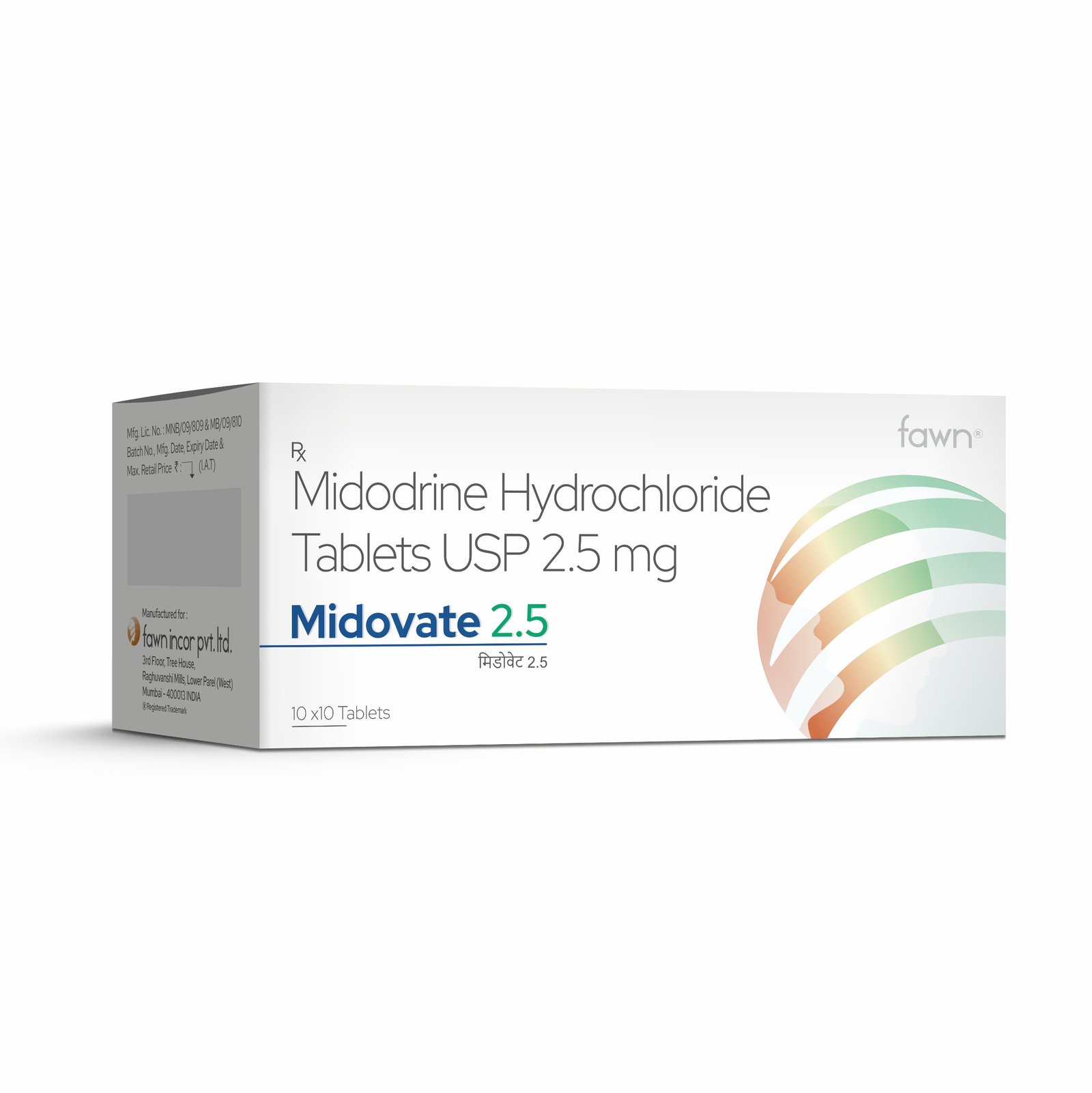 Midodrine Hydrochloride Tablets USP 2.5 MG - MIDOVATE 2.5 Tablets - Fawn Incor