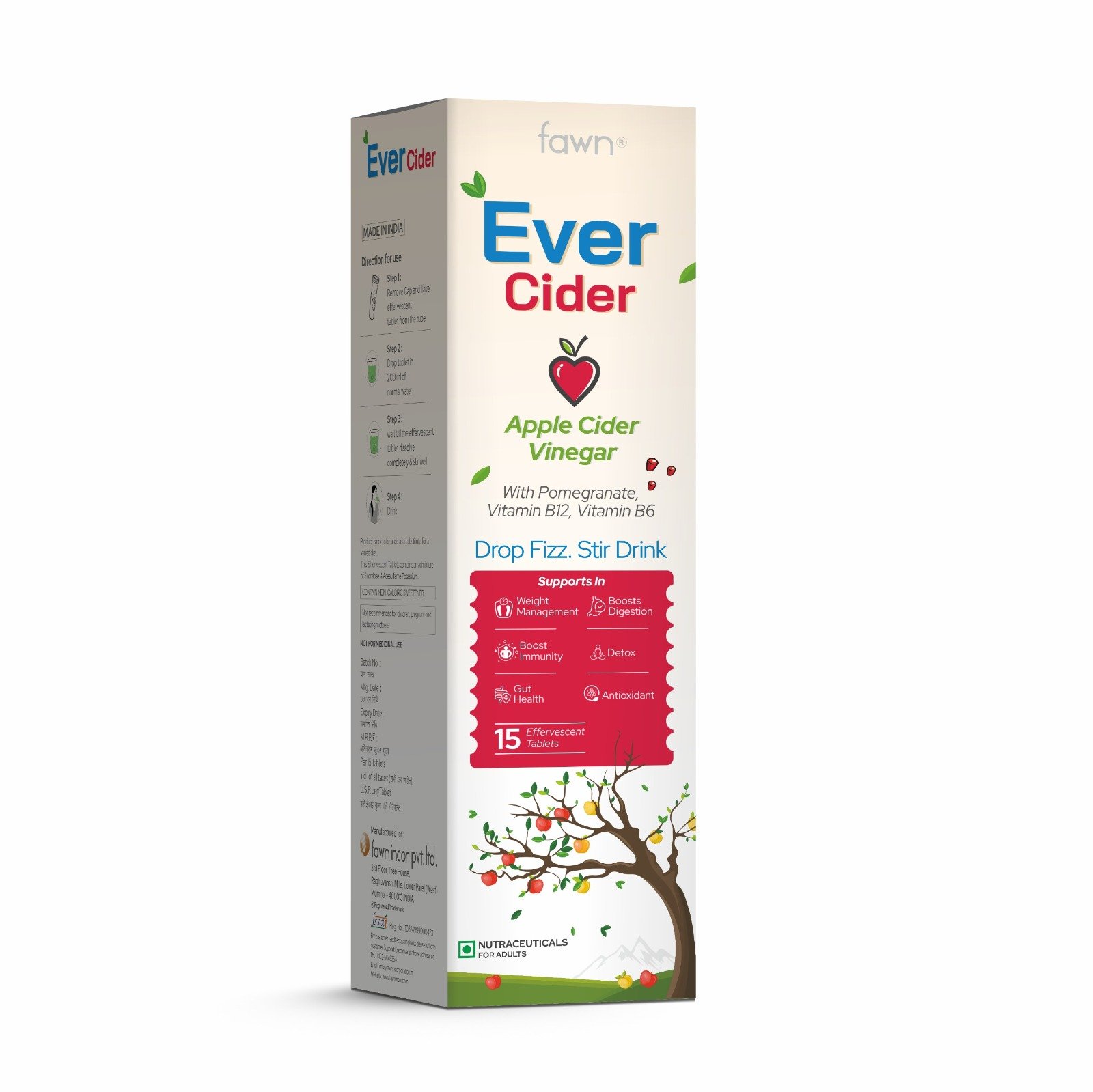 Apple Cider Vinegar with Pomegranate Effervescent Tablets - EVERCIDER Effervescent Tablets
