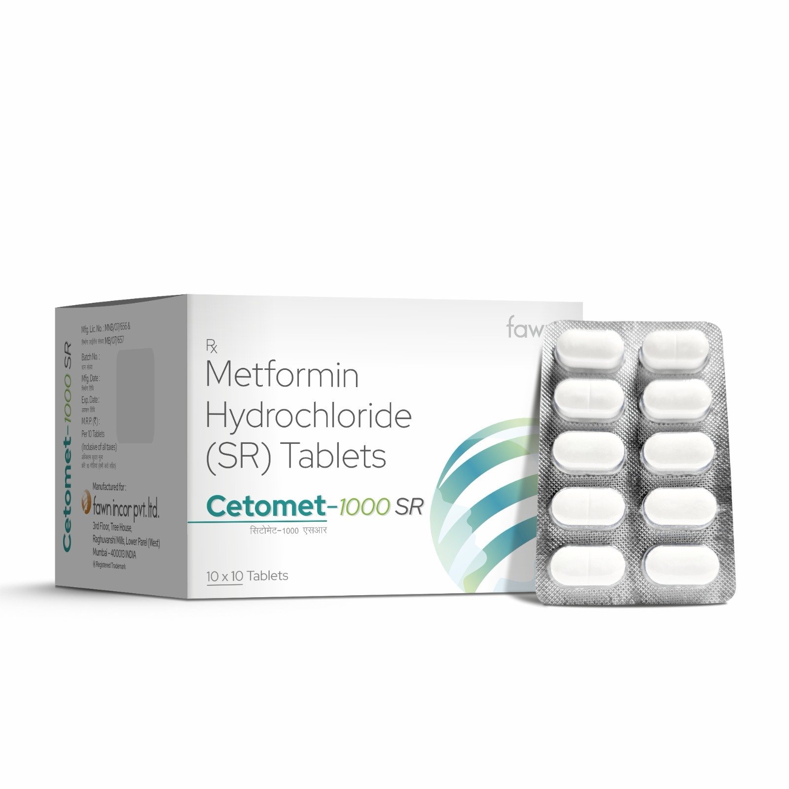 Metformin Hydrochloride 1000 Mg Sustained Release Tablets - CETOMET 1000 SR Tablets