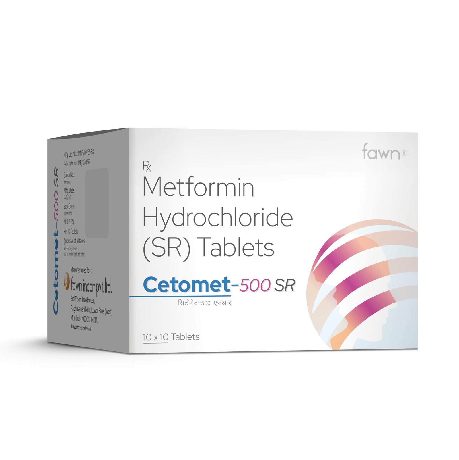 Metformin Hydrochloride Sustained Release 500 Mg Tablets - CETOMET 500 SR Tablets - Fawn Incor
