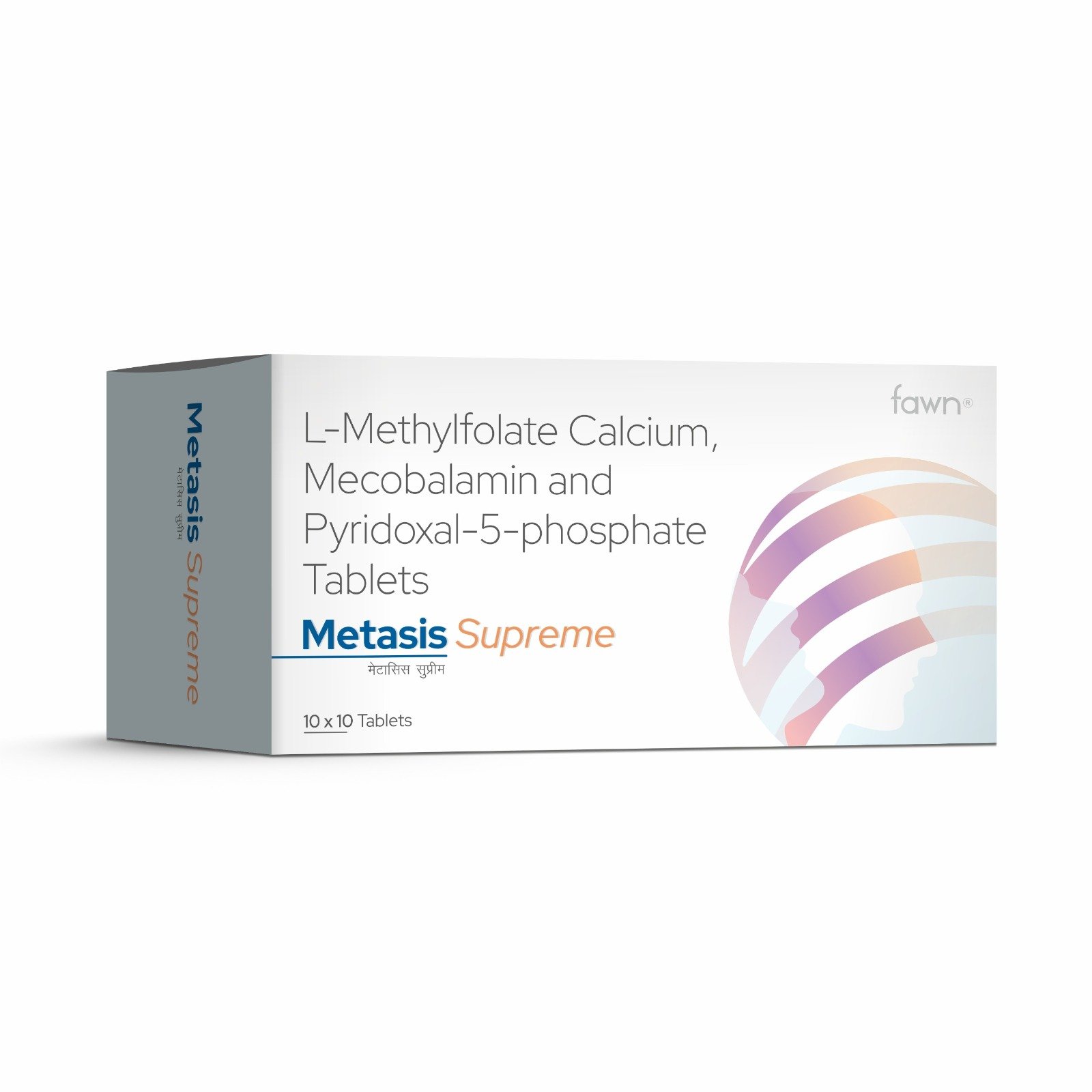 L-Methylfolate Calcium 5 mg + Pyridoxal-5 Phosphate 3 mg + Methylcobalamin 1500 mcg - METASIS SUPEREME Tablets - Fawn Incor