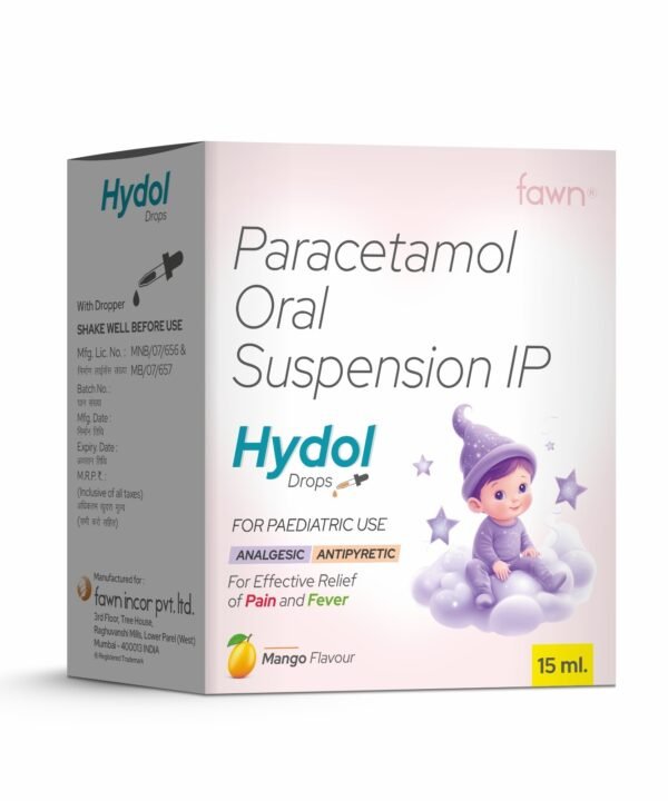 Paracetamol Oral Suspension IP 100 Mg - HYDOL Drops - Fawn Incor