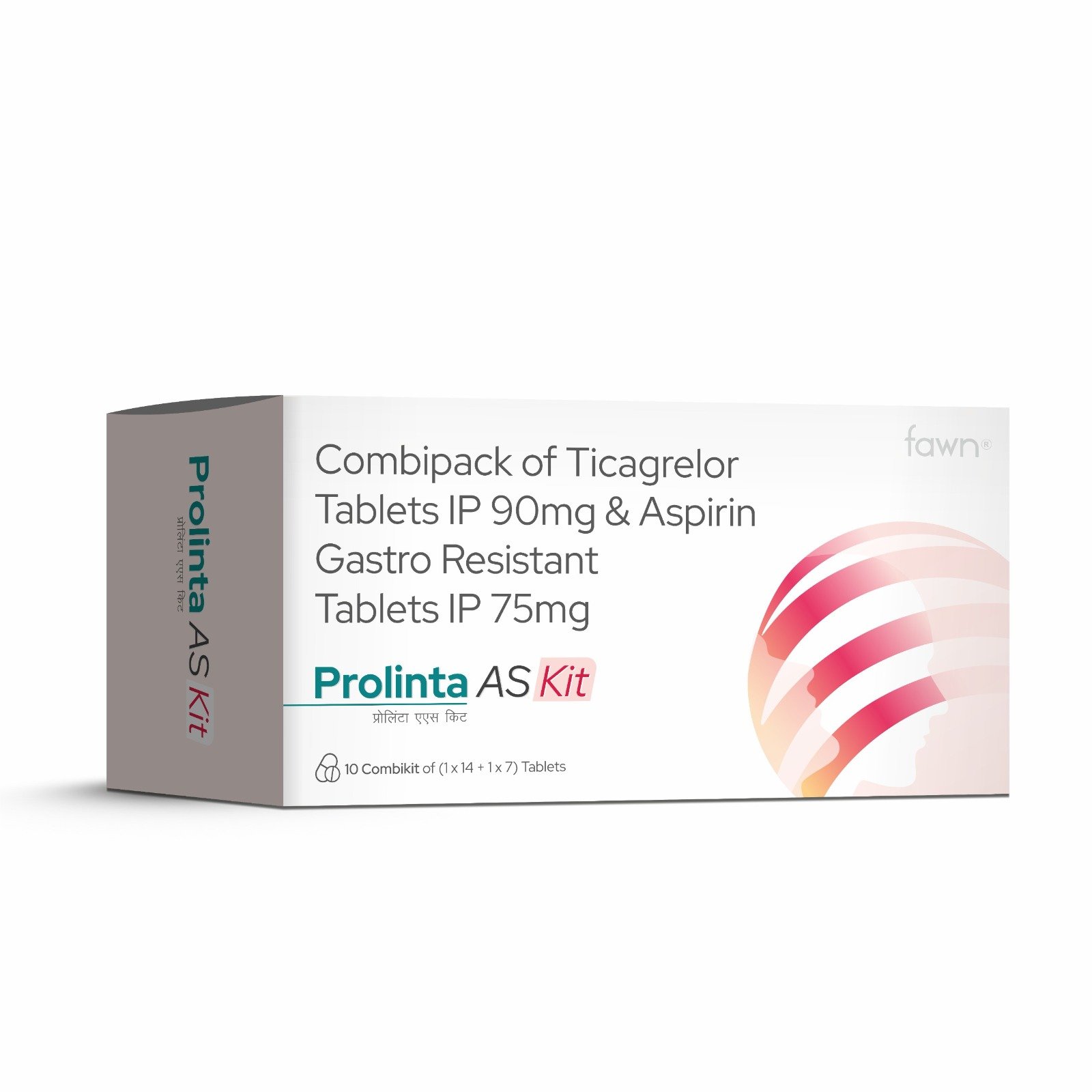 Combipack of Ticagrelor Tablets IP 90 Mg & Aspirin Gastro-resistant Tablets IP 75 Mg - PROLINTA AS Kit Tablets - Fawn Incor