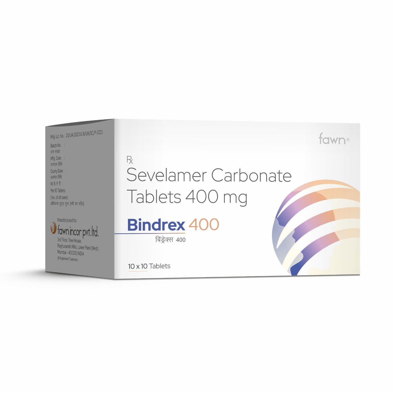 Sevelamer Carbonate Tablets 400 Mg - BINDREX 400 Tablets - Fawn Incor