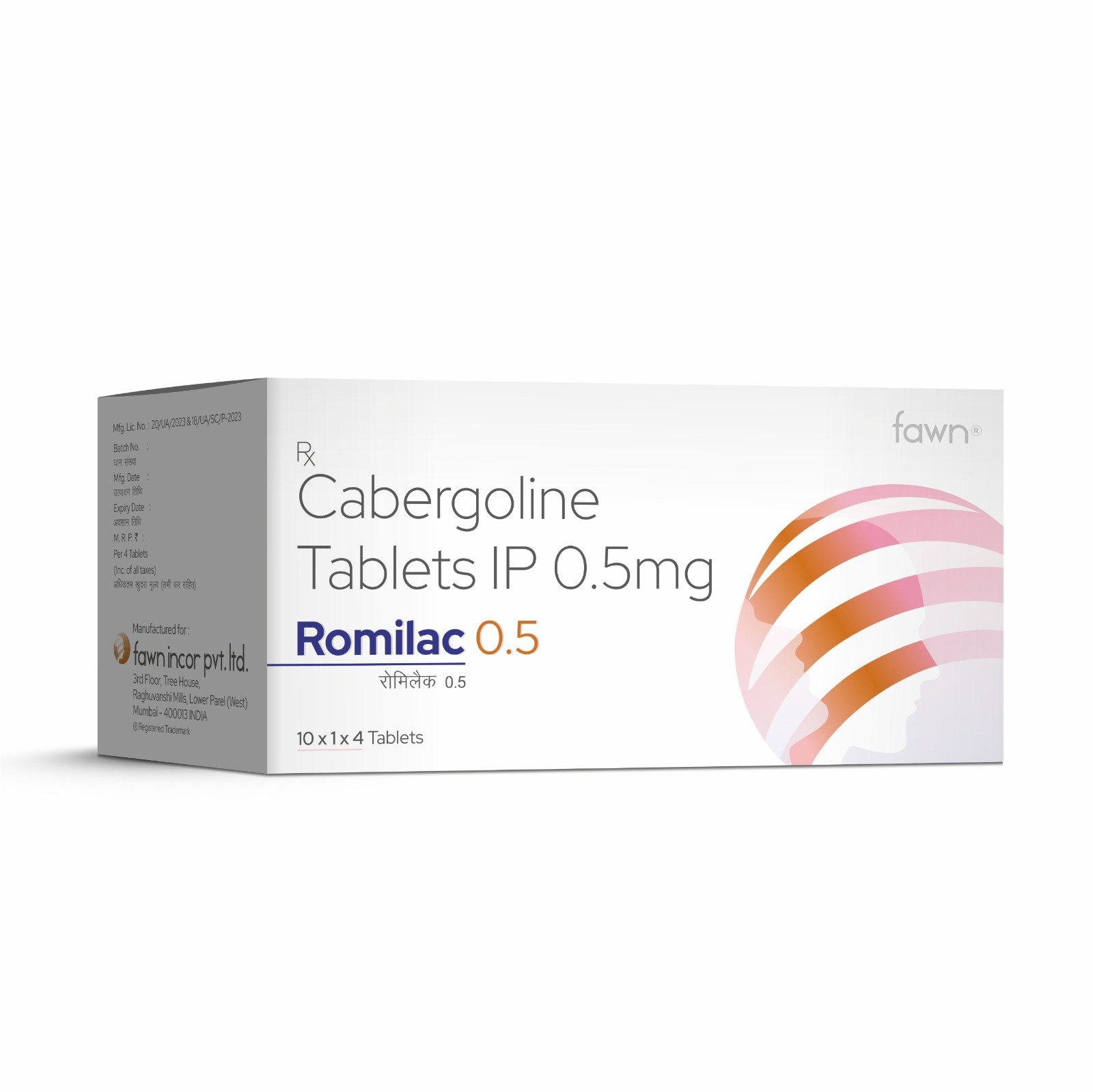 Cabergoline Tablet IP 0.5 Mg - ROMILAC 0.5 Tablets - Fawn Incor