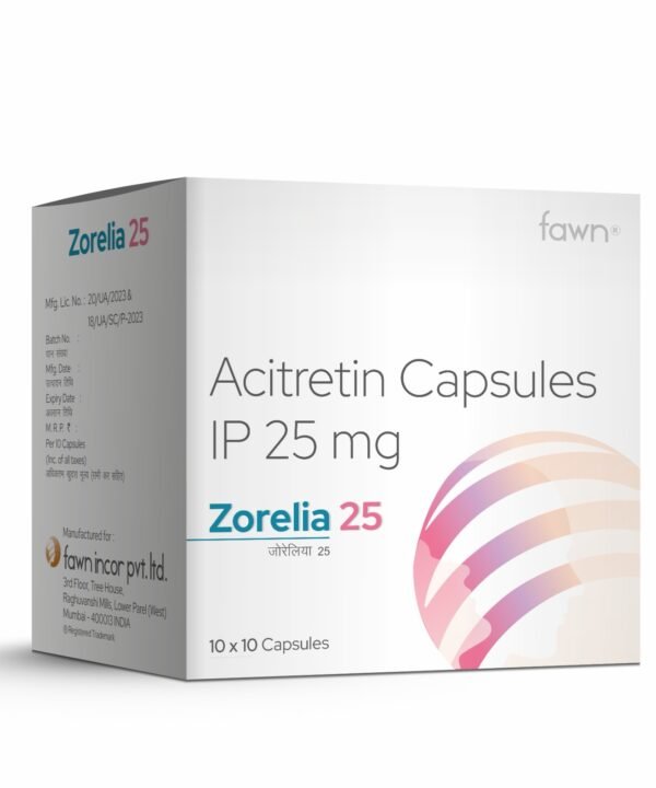Acitretin Capsules IP 25 Mg - ZORELIA 25 Capsules - Fawn Incor