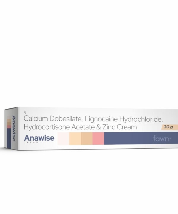 Calcium Dobesilate, Lignocaine Hydrochloride, Hydrocortisone Acetate & Zinc Cream - ANAWISE Cream - Fawn Incor