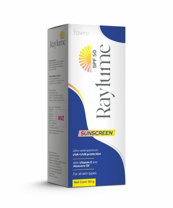 Sunscreen SPF 50+ with ultra wide spectrum UVA + UVB - RAYLUME Sunscreen SPF 50 Cream - Fawn Incor