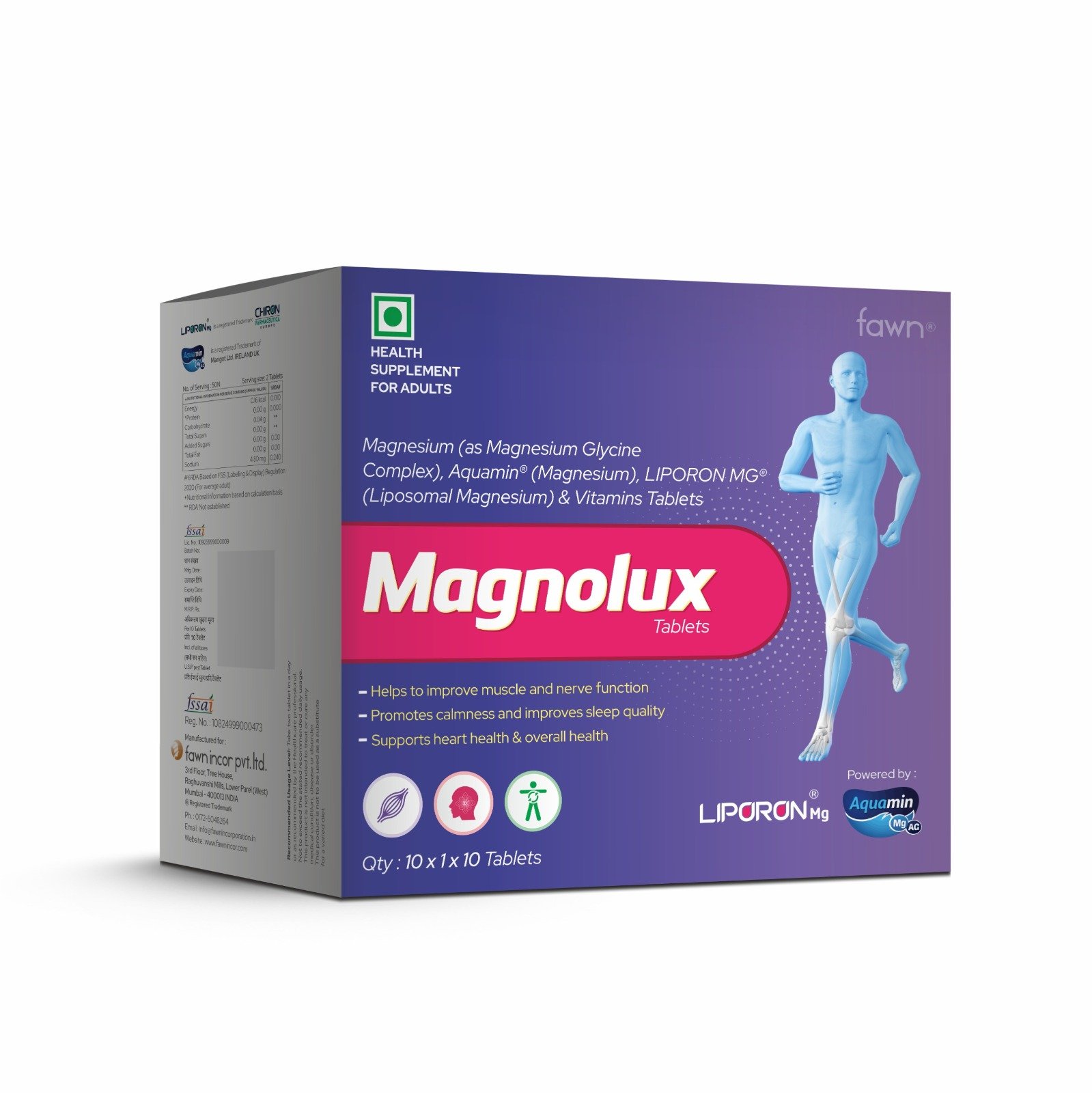 Aquamin Magnesium, Liposomal Magnesium & Vitamin Tablets - MAGNOLUX Tablets - Fawn Incor