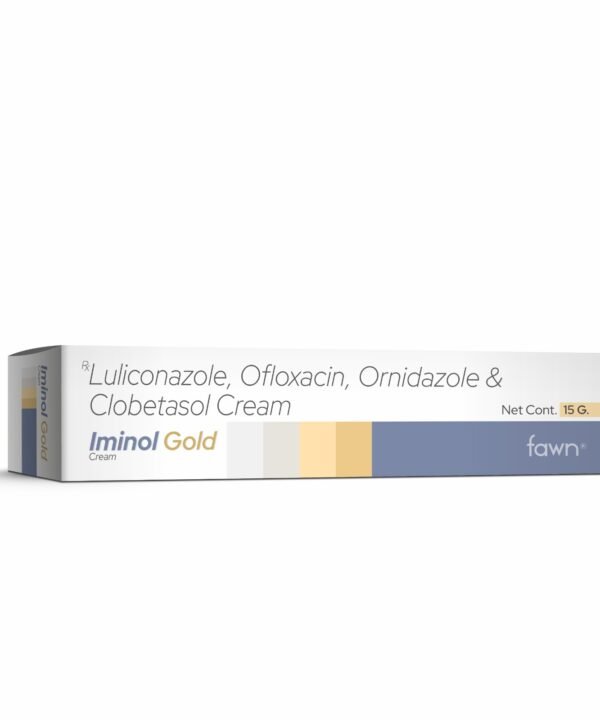 Luliconazole, Ofloxacin, Ornidazole & Clobetasol Cream - IMINOL GOLD Cream- Fawn Incor