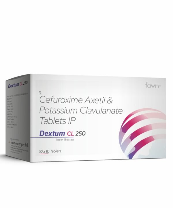 Cefuroxime Axetil & Potassium Clavulanate Tablets IP - DEXTUM CL 250 Tablets - Fawn Incor