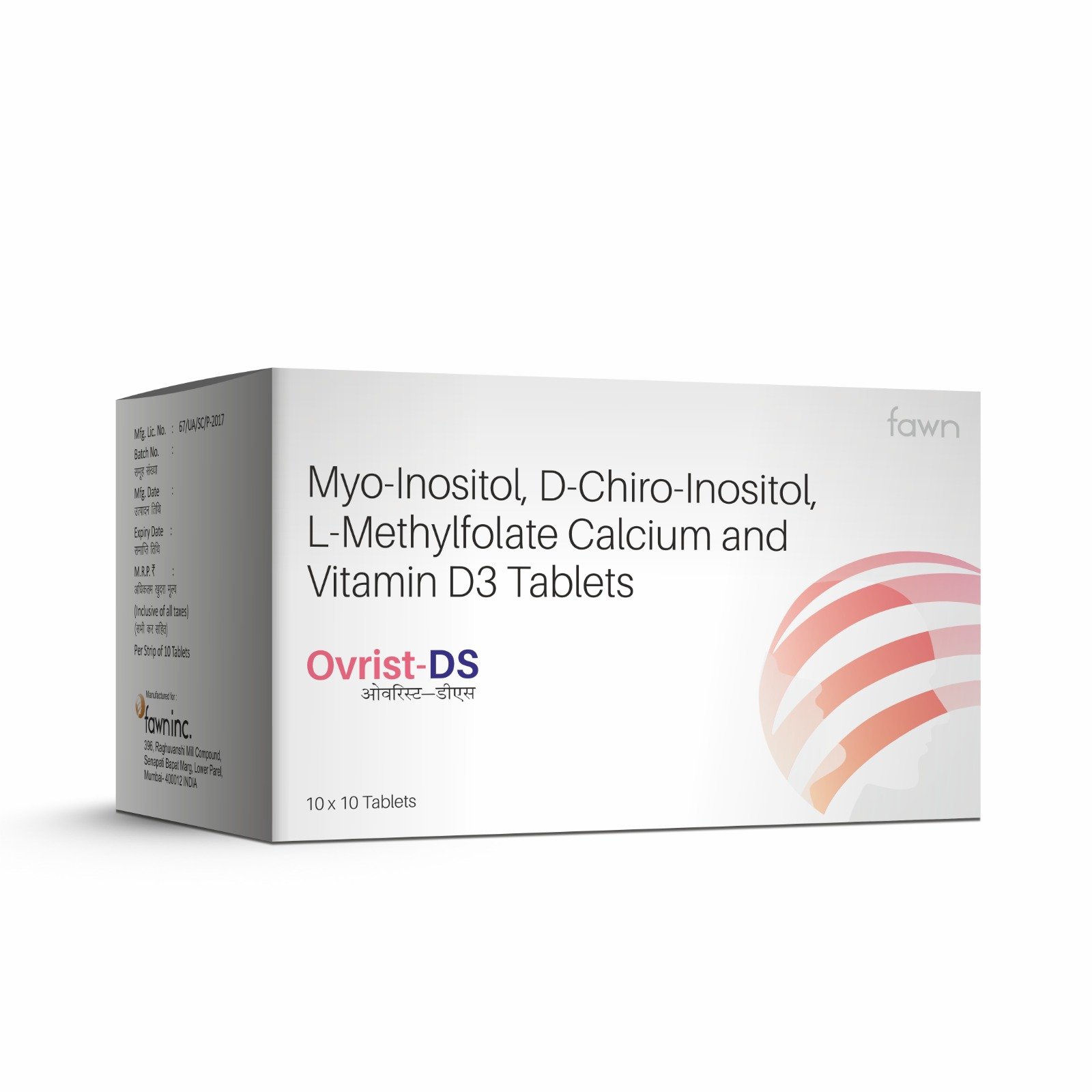 Myo Inositol D Chiro Inositol L-Methylfolate Calcium & Vitamin D3 Tablets - OVRIST DS - Fawn Incor