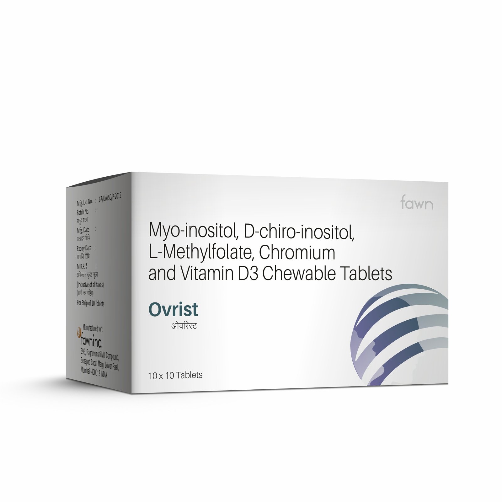 Myo Inositol, D Chiro Inositol, L-Methylfolate, Chromium & Vitamin D3 chewable Tablets - OVRIST - Fawn Incor