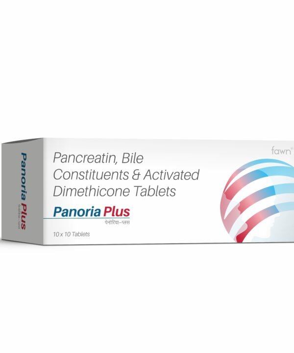 Pancreatin Bile constituents Activated Dimethicone Tablets - PANORIA PLUS - Fawn Incor