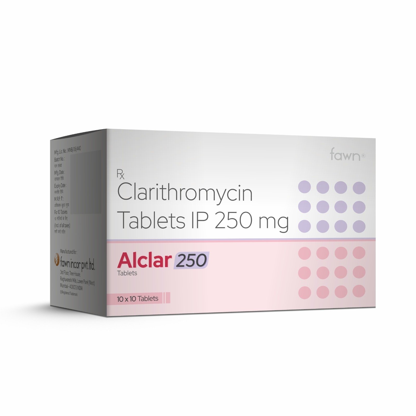 Clarithromycin Tablets IP - ALCLAR 250 Tablets - Fawn Incor