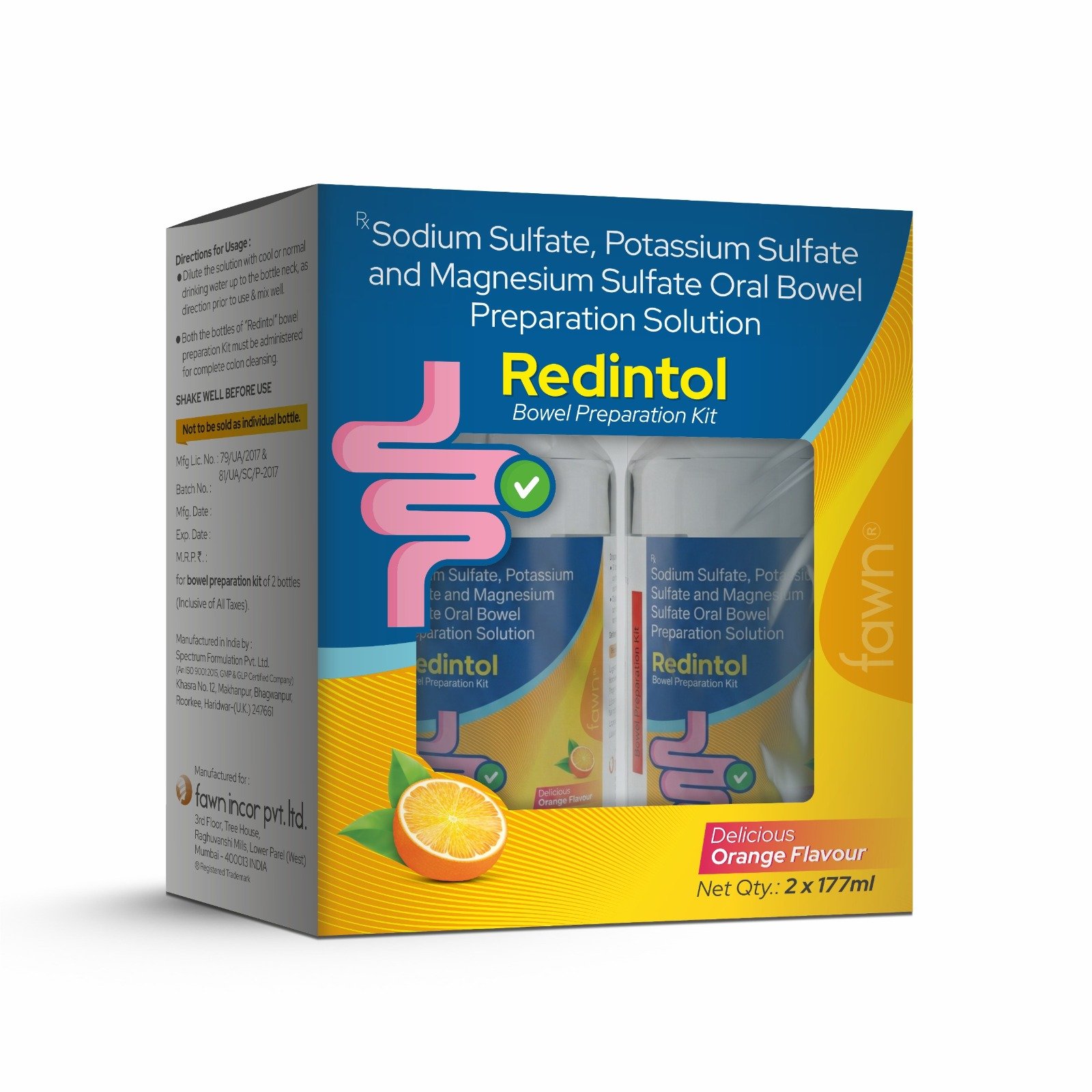 Fawn Incor - REDINTOL Solution - Sodium Sulfate, Potassium Sulfate & Magnesium Sulfate Oral Bowel Preparation Solution