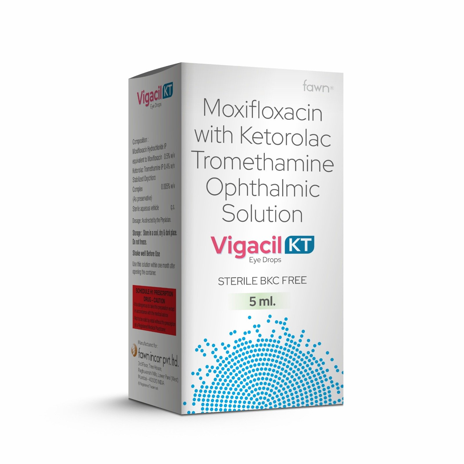Fawn Incor - VIGACIL KT Eye Drop - Moxifloxacin with Ketorolac Tromethamine Ophthalmic Solution
