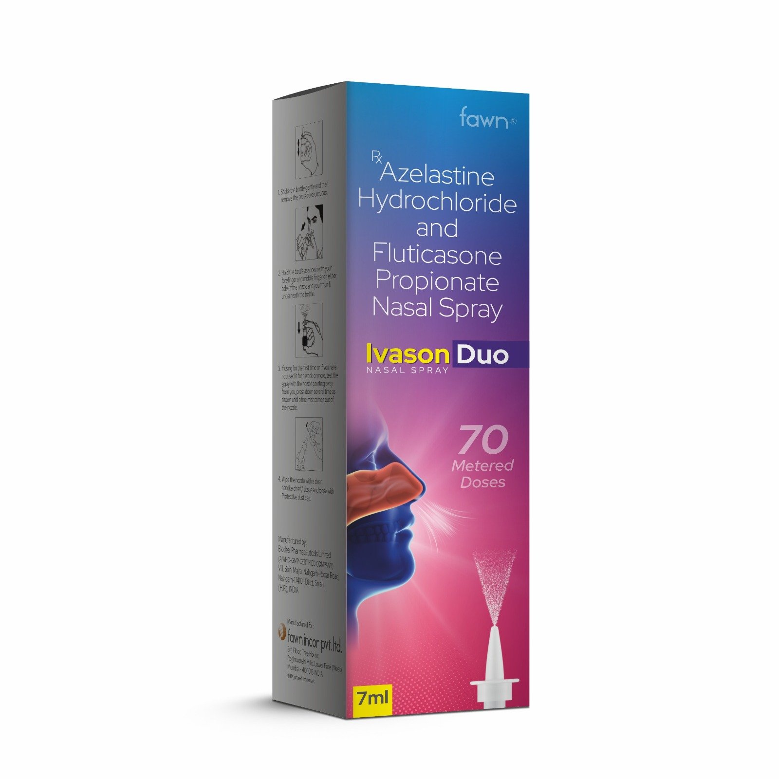 Azelastine Hydrochloride and Fluticasone Propionate Nasal Spray - IVASON DUO Nasal Spray - Fawn Incor