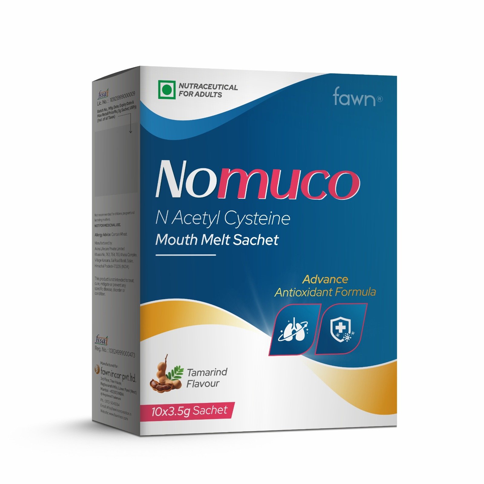 N-Acetyl Cysteine Mouth Melt Sachet - NOMUCO Sachet - Fawn Incor