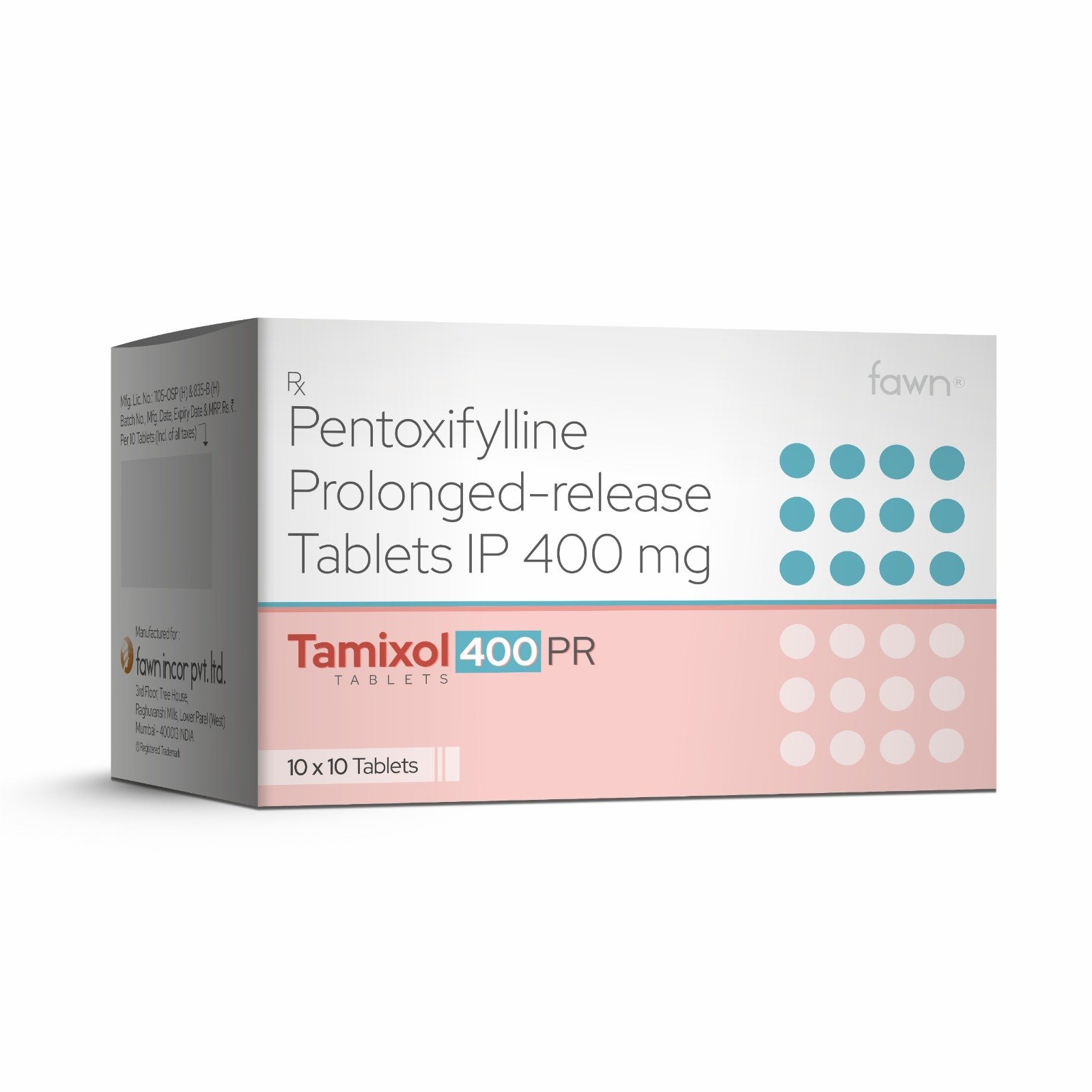 Pentoxifylline Prolonged Release Tablets I.P. 400 Mg - TAMIXOL 400 PR Tablets - Fawn Incor