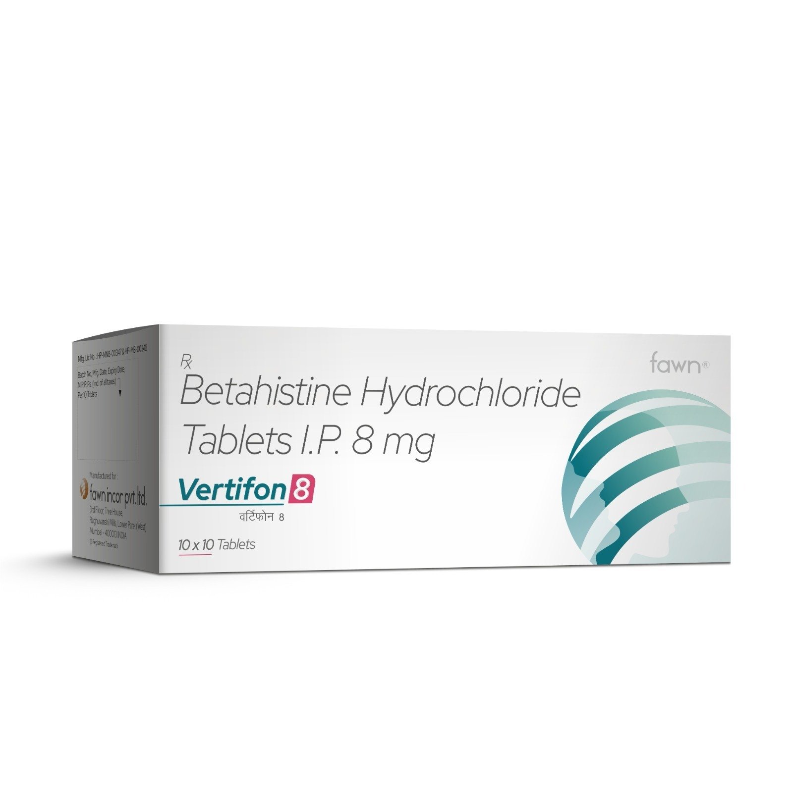 Betahistine Hydrochloride Tablets IP 8 Mg - VERTIFON 8 Tablets - Fawn Incor