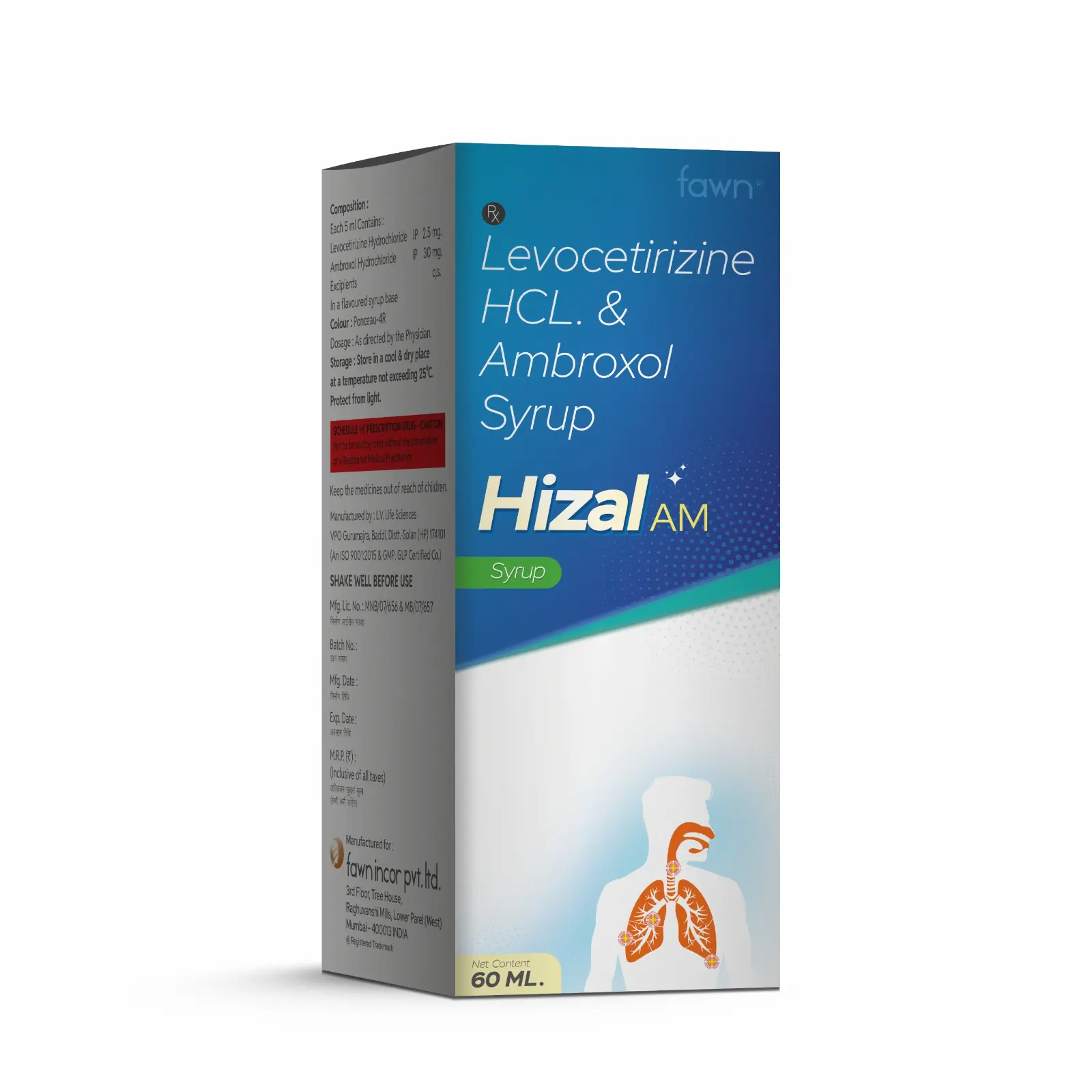 Levocetirizine Hydrochloride & Ambroxol Syrup - HIZAL AM Syrup - Fawn Incor
