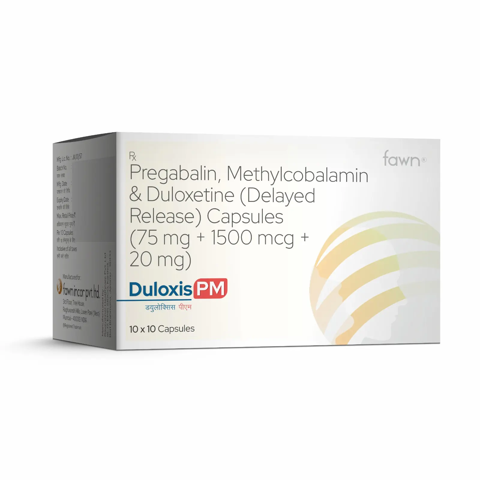 Pregabalin, Methylcobalamin & Duloxetine Delayed Release Capsules - DULOXIS PM Capsules - Fawn Incor