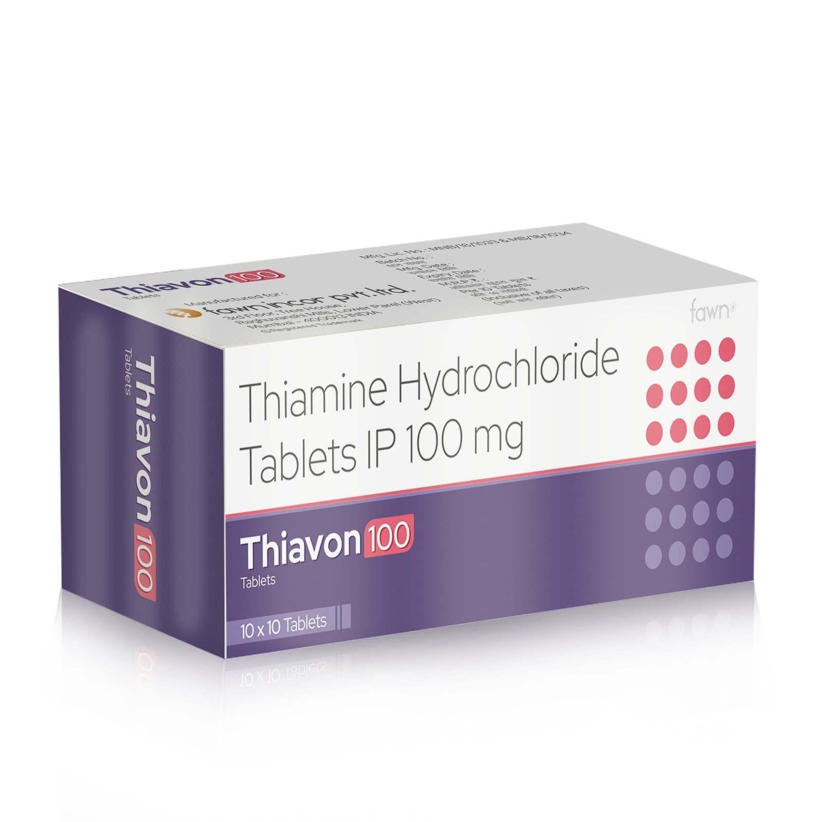 Thiamine Hydrochloride Tablets IP 100 Mg - THAIVON 100 Tablets - Fawn Incor