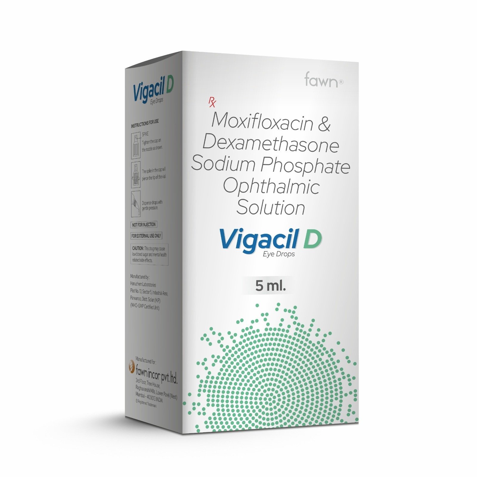 Moxifloxacin & Dexamethasone Sodium Phosphate Ophthalmic Solution - VIGACIL D Eye Drop - Fawn Incor
