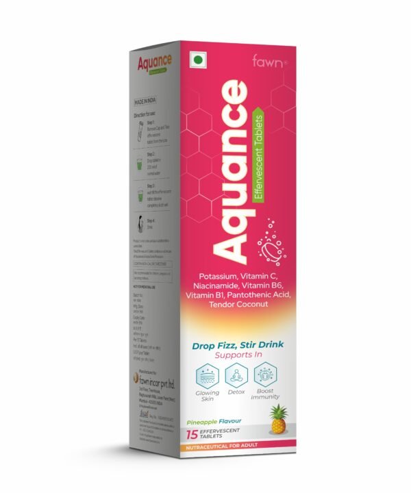 Potassium, Vitamin C, Nicotinamide, Vitamin B6, Vitamin B1, Pantothenic Acid , Tendor Coconut Effervescent Tablets – AQUANCE Effervescent Tablets - Fawn Incor