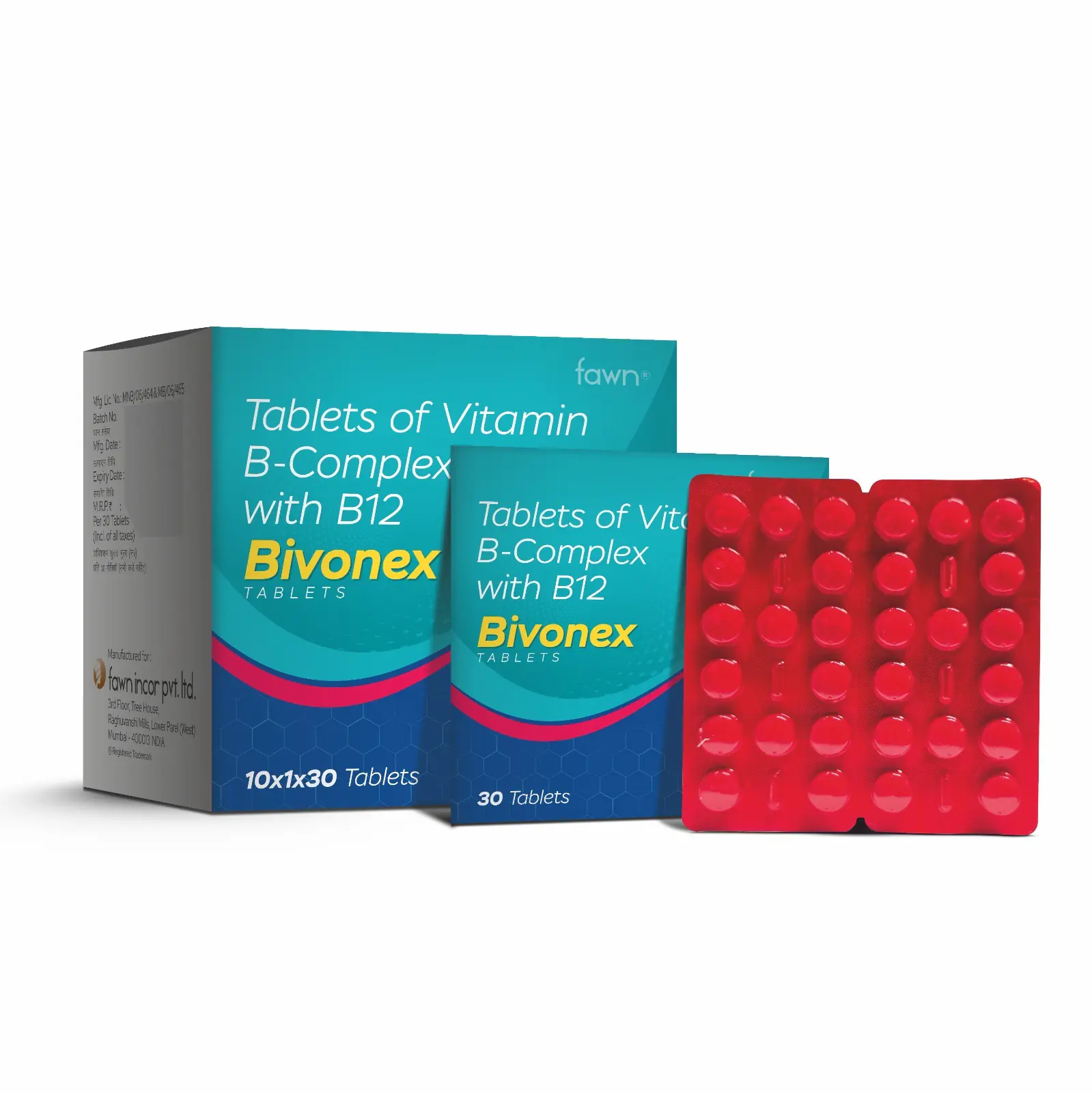 Tablets of Vitamin B-Complex with B12